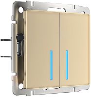 Выключатель сенсорный с подсветкой по Wi-Fi без рамки Werkel 2-кл. шампань металик картинка